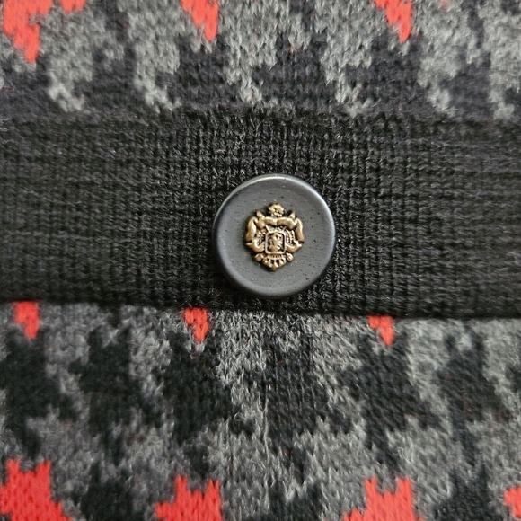 Adolfo Black Red Gray Houndstooth Sweater Sz L Classic Academia Professional - Picture 5 of 9